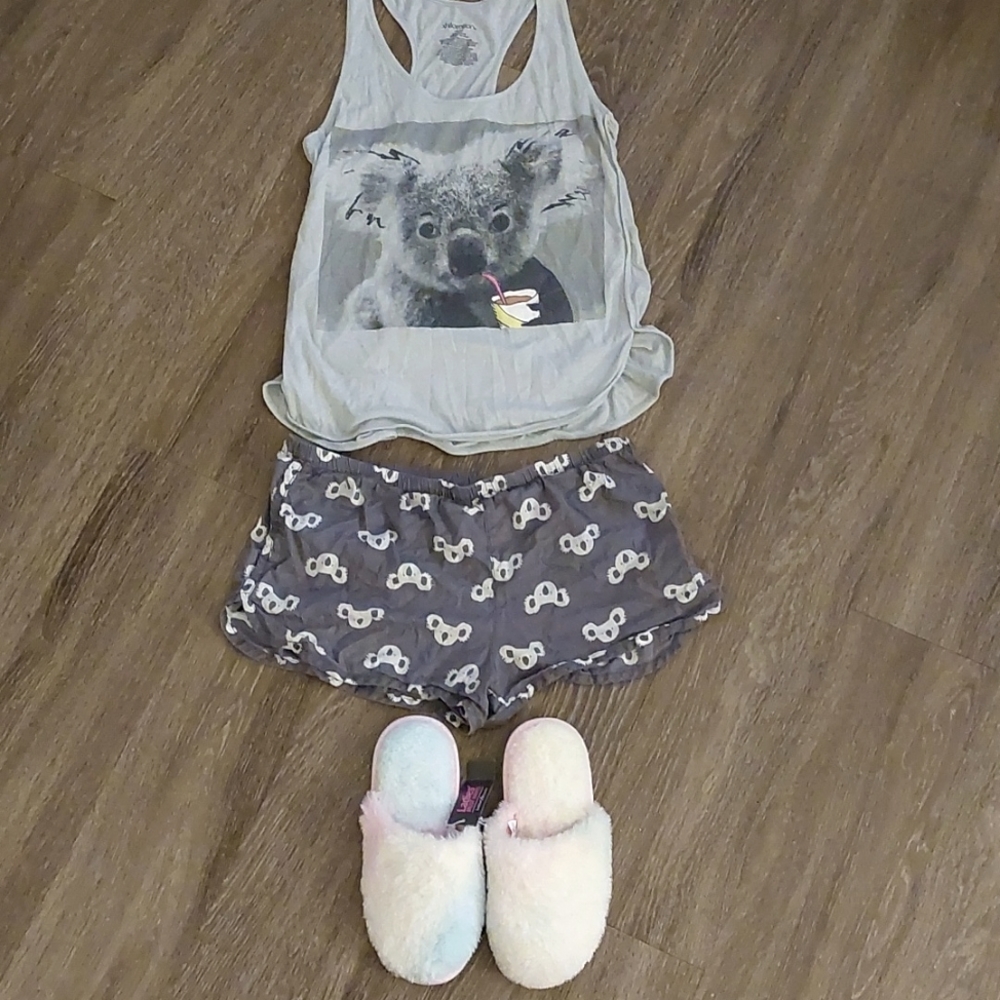 Xhileration Koala Summer Pajama PJ Set with Bobbie Brooks Slippers